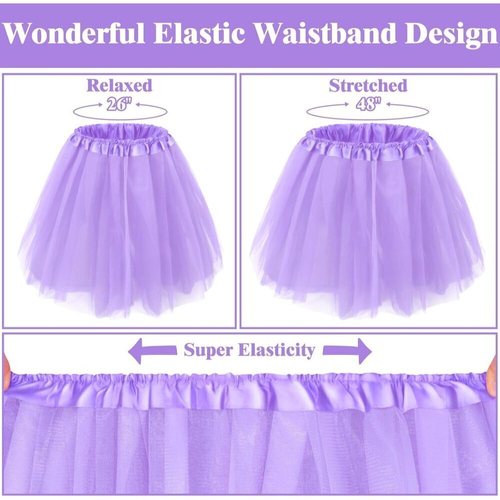 Women's Light Purple Adults 5 Layered Tulle Skirt Halloween Tutus Fluffy Skirts - Picture 5 of 6
